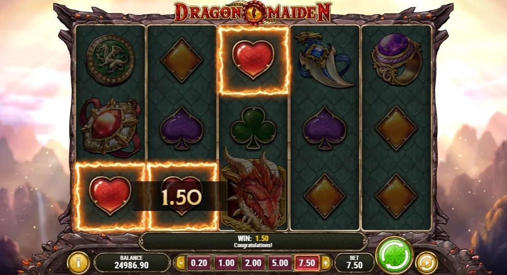 Spin winning hearts combination.